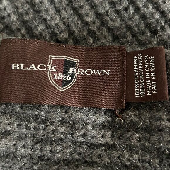 Black Brown 1826 100% Cashmere Gray Scarf - Picture 2 of 5